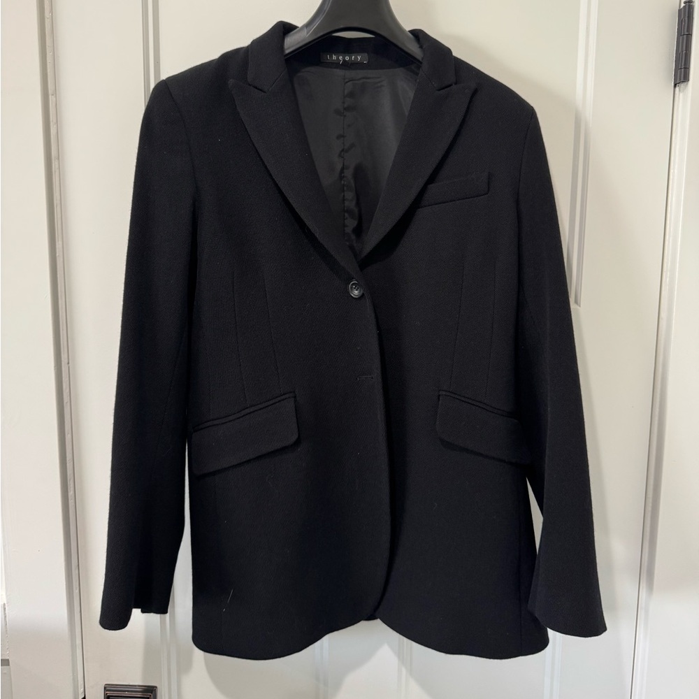 Theory Women’s Black Wool Blazer – Tailored Jacket – Size 12